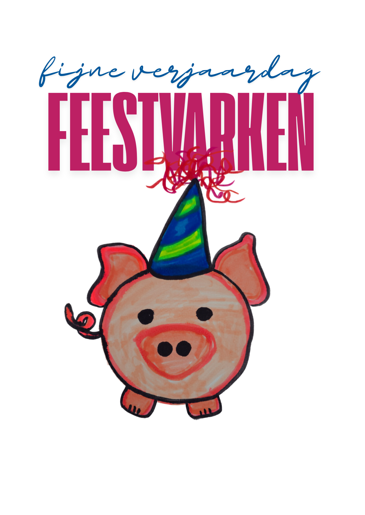 Feestvarken verjaardagskaart